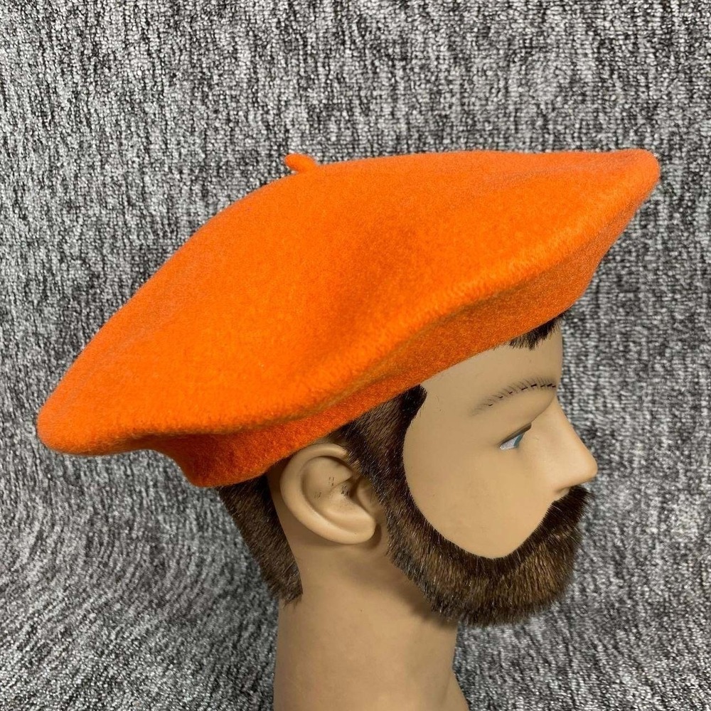 Vtg Beret Basque De Luxe Orange Wool Hat Dorfman Pacific Satin Lined French OS